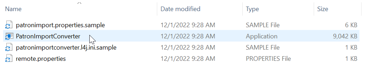 Patron Import Converter executable file.